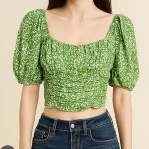 Abercrombie & Fitch Green Patterned Crop Top